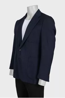 Men's blue jacket with three patch pockets