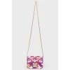 Flower -print bag on a chain