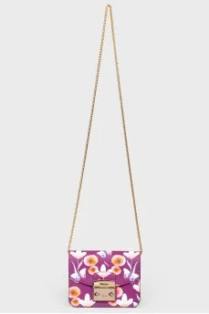 Flower -print bag on a chain