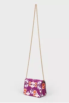 Flower -print bag on a chain