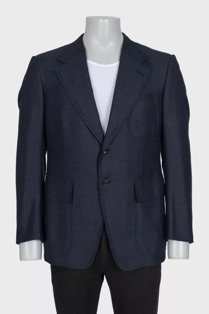 Men's wool jacket with patches on the sleeves