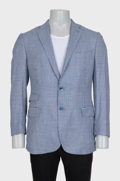Men's blue checkered jacket