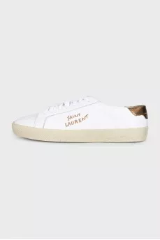 Leather sneakers with embroidered logo