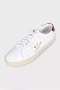 Leather sneakers with embroidered logo