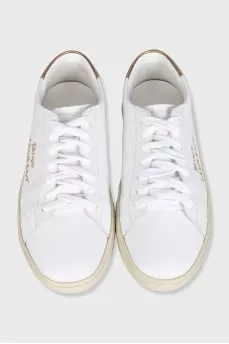 Leather sneakers with embroidered logo