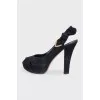 Black suede heeled sandals