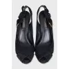 Black suede heeled sandals