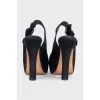 Black suede heeled sandals