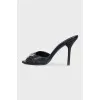 Black leather mules with buckles