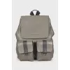 Gray leather backpack