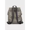 Gray leather backpack