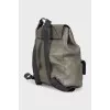 Gray leather backpack