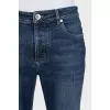 Men's blue straight-leg jeans with buttons