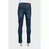 Men's blue straight-leg jeans with buttons