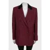 Red double-breasted jacket with tag