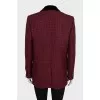 Red double-breasted jacket with tag