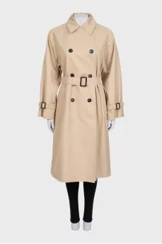 Beige trench coat with belt