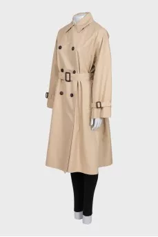 Beige trench coat with belt