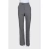 Gray straight-leg trousers with tag