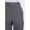 Gray straight-leg trousers with tag