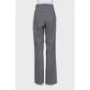 Gray straight-leg trousers with tag