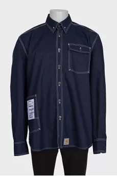 Men's oversized shirt with contrast stitching