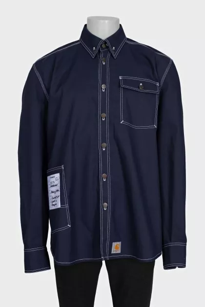 Men's oversized shirt with contrast stitching