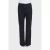Black wide leg fit jeans with raw seams