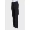 Black wide leg fit jeans with raw seams