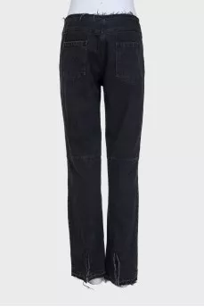 Черные джинсы wide leg fit с необработанным швом