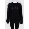 Knitted sweater with openwork top
