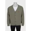 Men's green cardigan with embroidery
