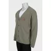 Men's green cardigan with embroidery