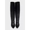 Black leather stiletto boots