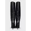 Black leather stiletto boots