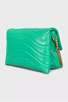 Green shoulder bag with a heart