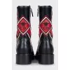 Cropped leather boots with embroidered logo
