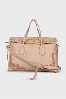 Light brown tote with embroidery
