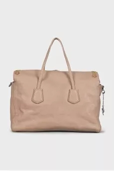 Light brown tote with embroidery