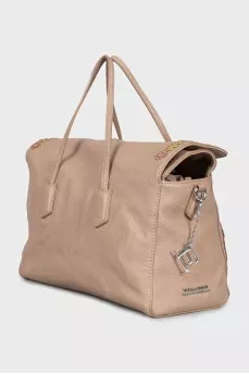 Light brown tote with embroidery