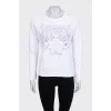 White sweatshirt with branded embroidery