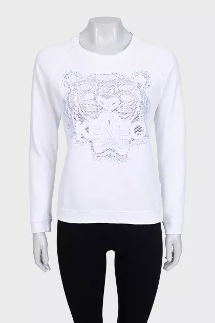 White sweatshirt with branded embroidery