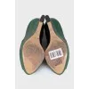Leather open-toe wedge shoes