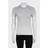 Gray T-shirt with perforations and logo