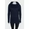 Blue jumper with a puff collar