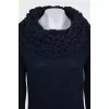 Blue jumper with a puff collar