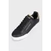 Black leather Portofino sneakers