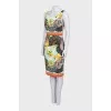 Silk dress with a bright print and a zipper