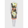 Silk dress with a bright print and a zipper