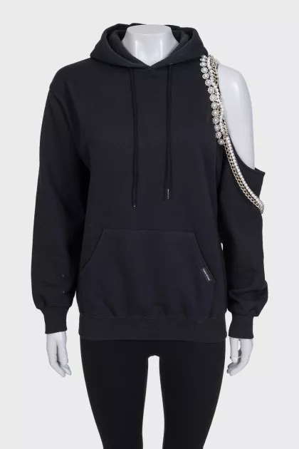 Black off-shoulder hoodie